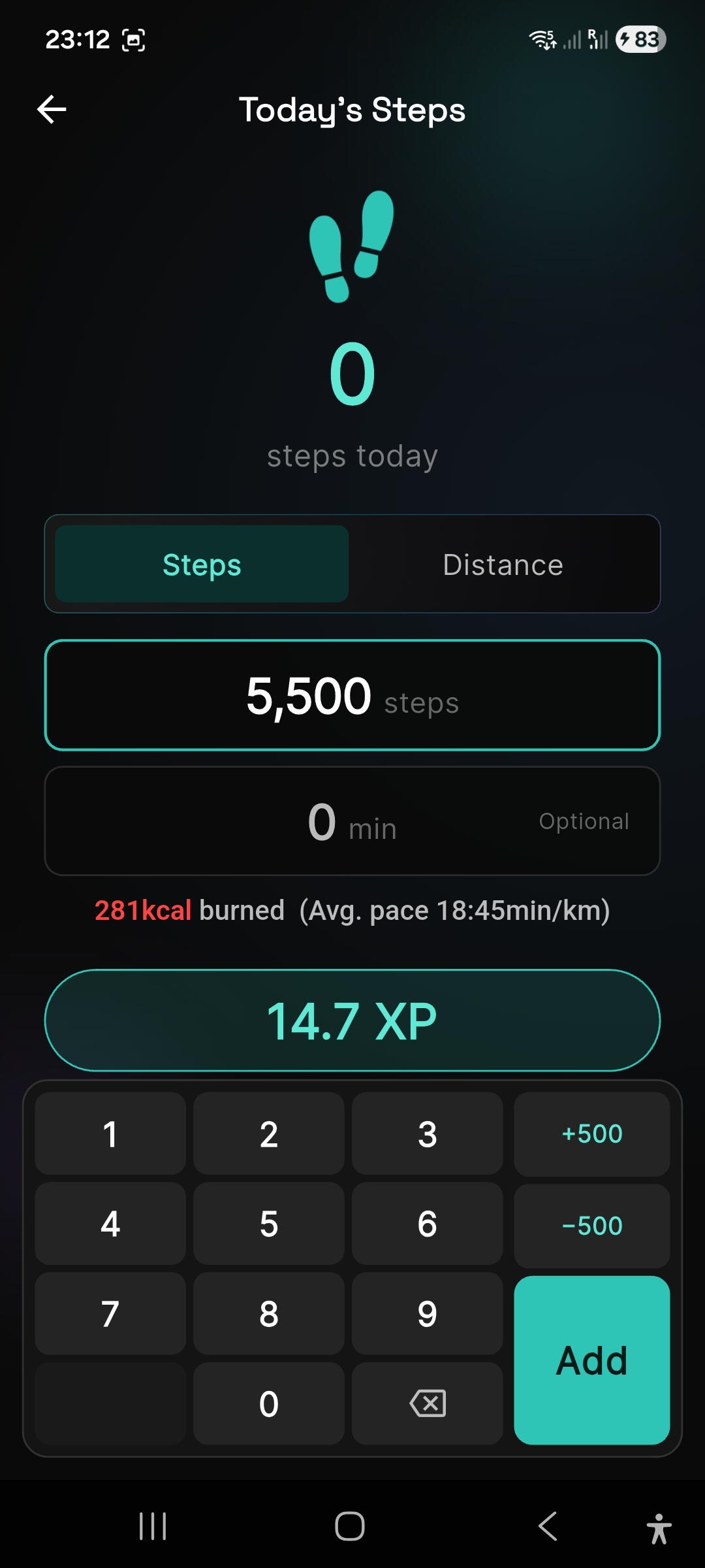 Workout complete XP reward