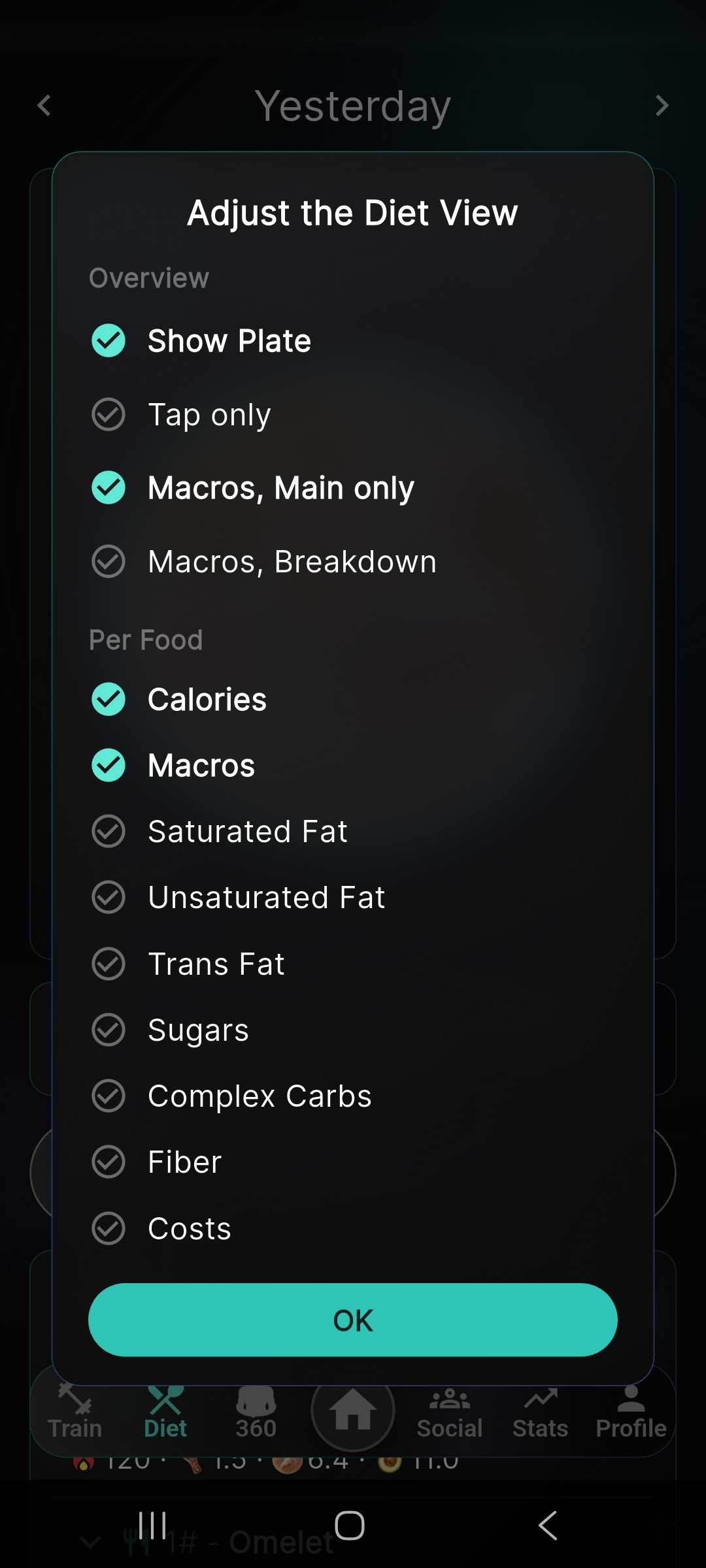 Adjust the Diet View